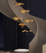 Modern Gold Moon Brass Aviary Constellation LED Chandelier with Metal Shards