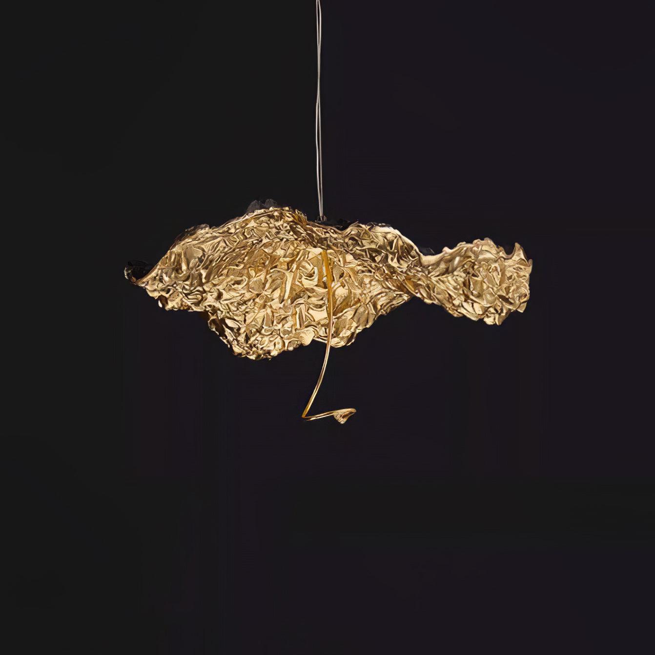 Modern Gold Moon Brass Aviary Constellation LED Chandelier with Metal Shards