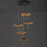 Modern Gold Moon Brass Aviary Constellation LED Chandelier with Metal Shards