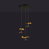 Modern Gold Moon Brass Aviary Constellation LED Chandelier with Metal Shards