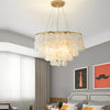 Modern Gold Nordic Chandelier with Round Shell Pieces and Electroplated Iron Frame