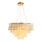 Modern Gold Nordic Chandelier with Round Shell Pieces and Electroplated Iron Frame