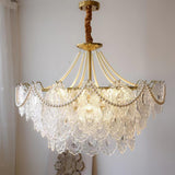 Modern Gold Pearl Glass Chandelier Luxury Globe Pendant Ceiling Light