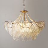 Modern Gold Pearl Glass Chandelier Luxury Globe Pendant Ceiling Light