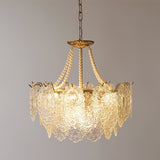 Modern Gold Pearl Glass Chandelier Luxury Globe Pendant Ceiling Light