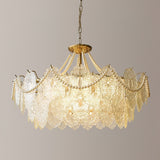 Modern Gold Pearl Glass Chandelier Luxury Globe Pendant Ceiling Light