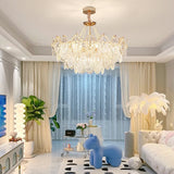 Modern Gold Pearl Glass Chandelier Luxury Globe Pendant Ceiling Light