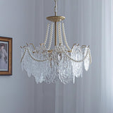 Modern Gold Pearl Glass Chandelier Luxury Globe Pendant Ceiling Light