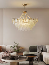 Modern Gold Pearl Glass Chandelier Luxury Globe Pendant Ceiling Light