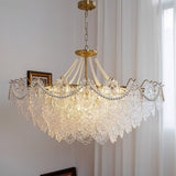Modern Gold Pearl Glass Chandelier Luxury Globe Pendant Ceiling Light