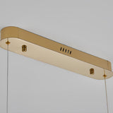 Modern Gold Rectangular Crystal Chandelier Dimmable Linear LED Pendant Light for Dining Room Kitchen