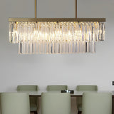 Modern Gold Rectangular Crystal Chandelier with 3 Step Dimming LED Light Fixture