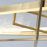 Modern Gold Rectangular LED Chandelier with Glass Accents for Dining Room