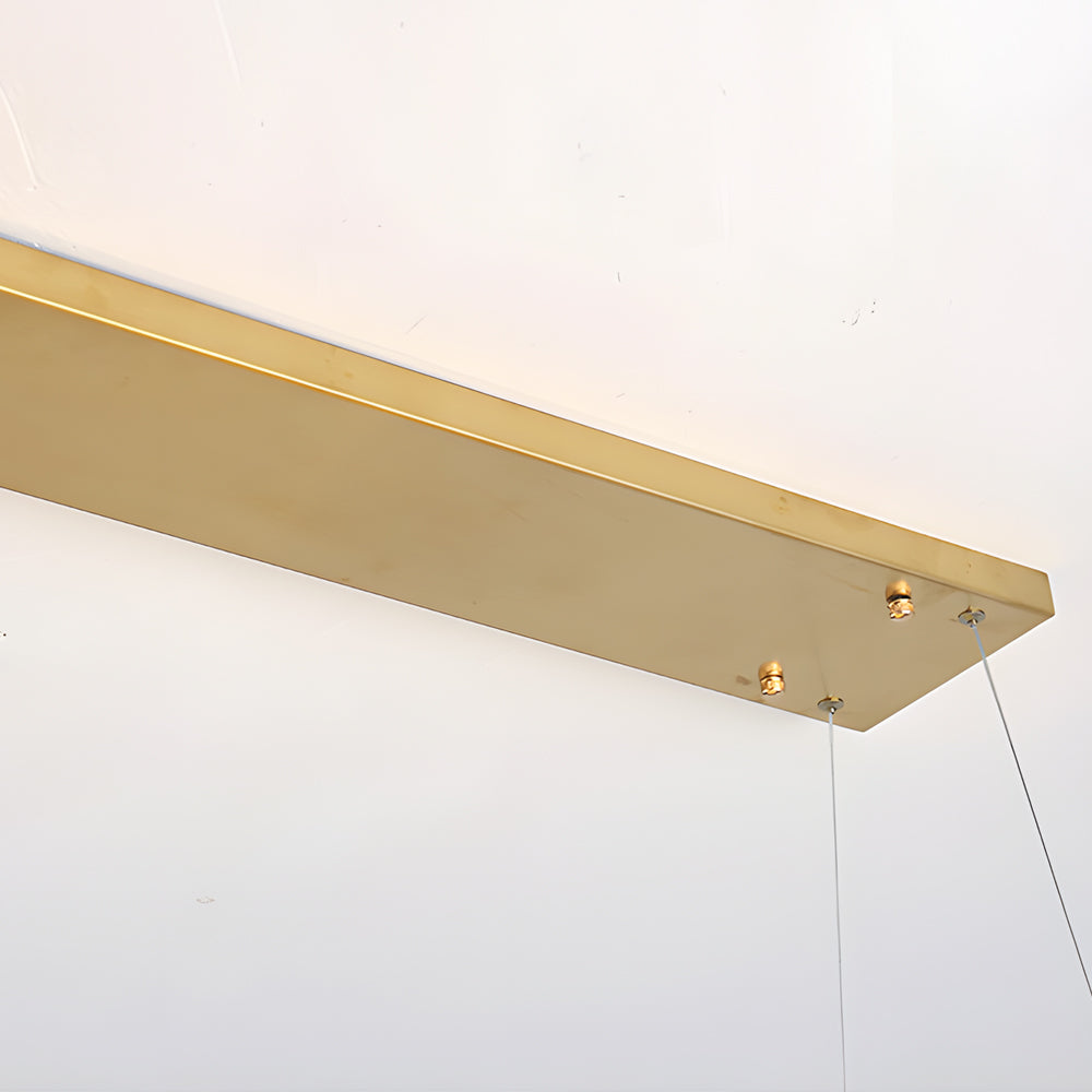 Modern Gold Rectangular LED Chandelier with Glass Accents for Dining Room
