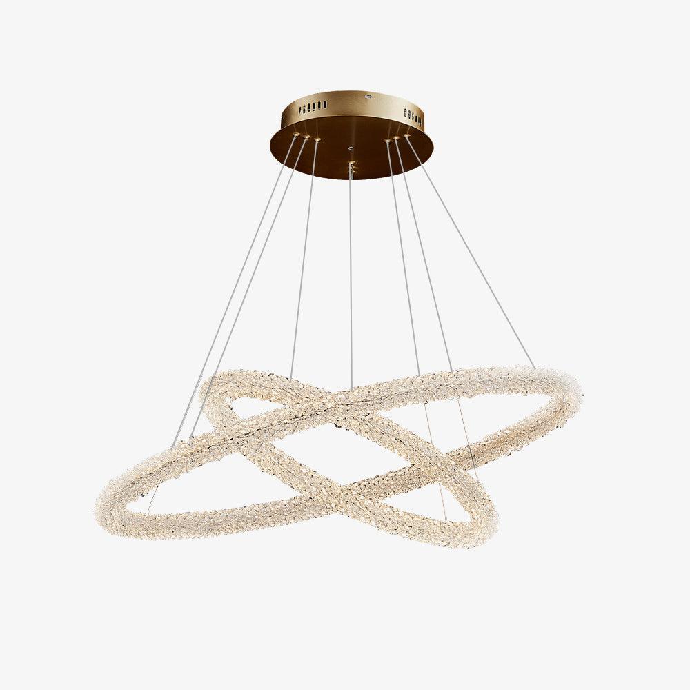 Modern Gold Ring Crystal LED Chandelier Adjustable Hanging Ceiling Pendant Light