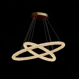 Modern Gold Ring Crystal LED Chandelier Adjustable Hanging Ceiling Pendant Light