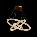 Modern Gold Ring Crystal LED Chandelier Adjustable Hanging Ceiling Pendant Light