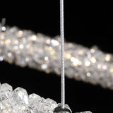 Modern Gold Ring Crystal LED Chandelier Adjustable Hanging Ceiling Pendant Light