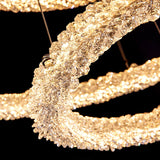 Modern Gold Ring Crystal LED Chandelier Adjustable Hanging Ceiling Pendant Light