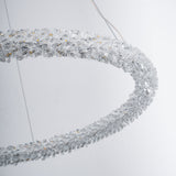 Modern Gold Ring Crystal LED Chandelier Adjustable Hanging Ceiling Pendant Light