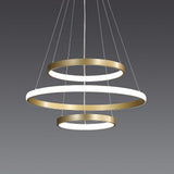 Modern Gold Ring LED Pendant Light Adjustable Height Dimmable Chandelier Lighting