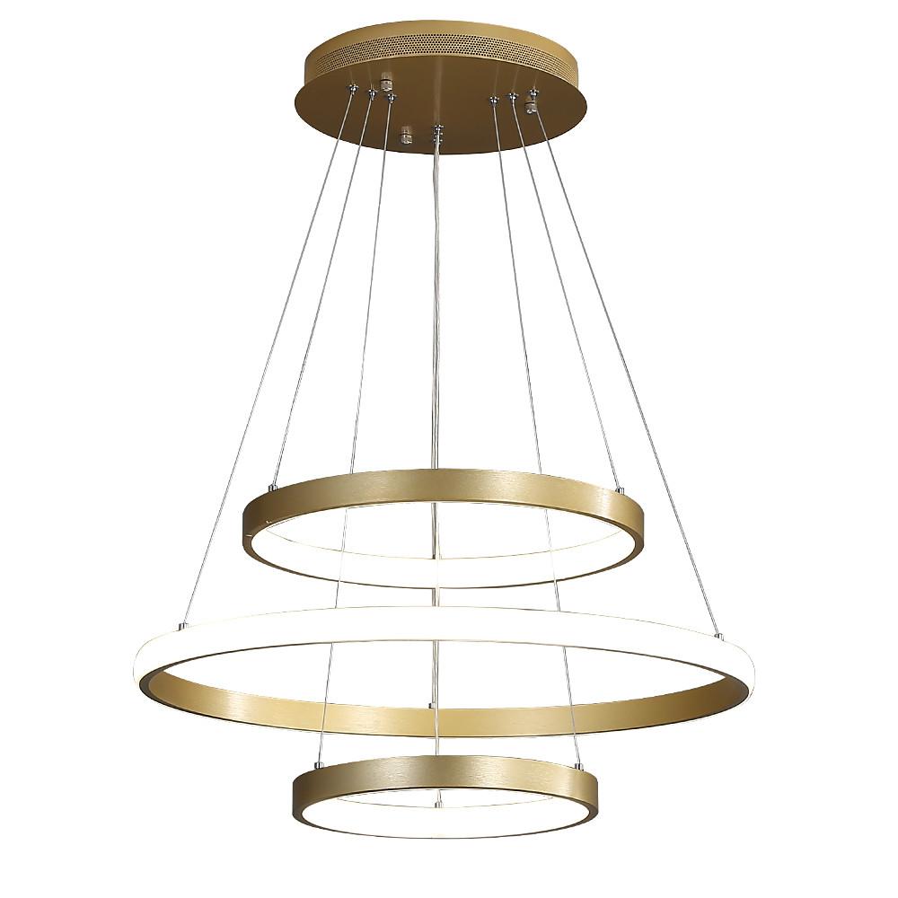Modern Gold Ring LED Pendant Light Adjustable Height Dimmable Chandelier Lighting