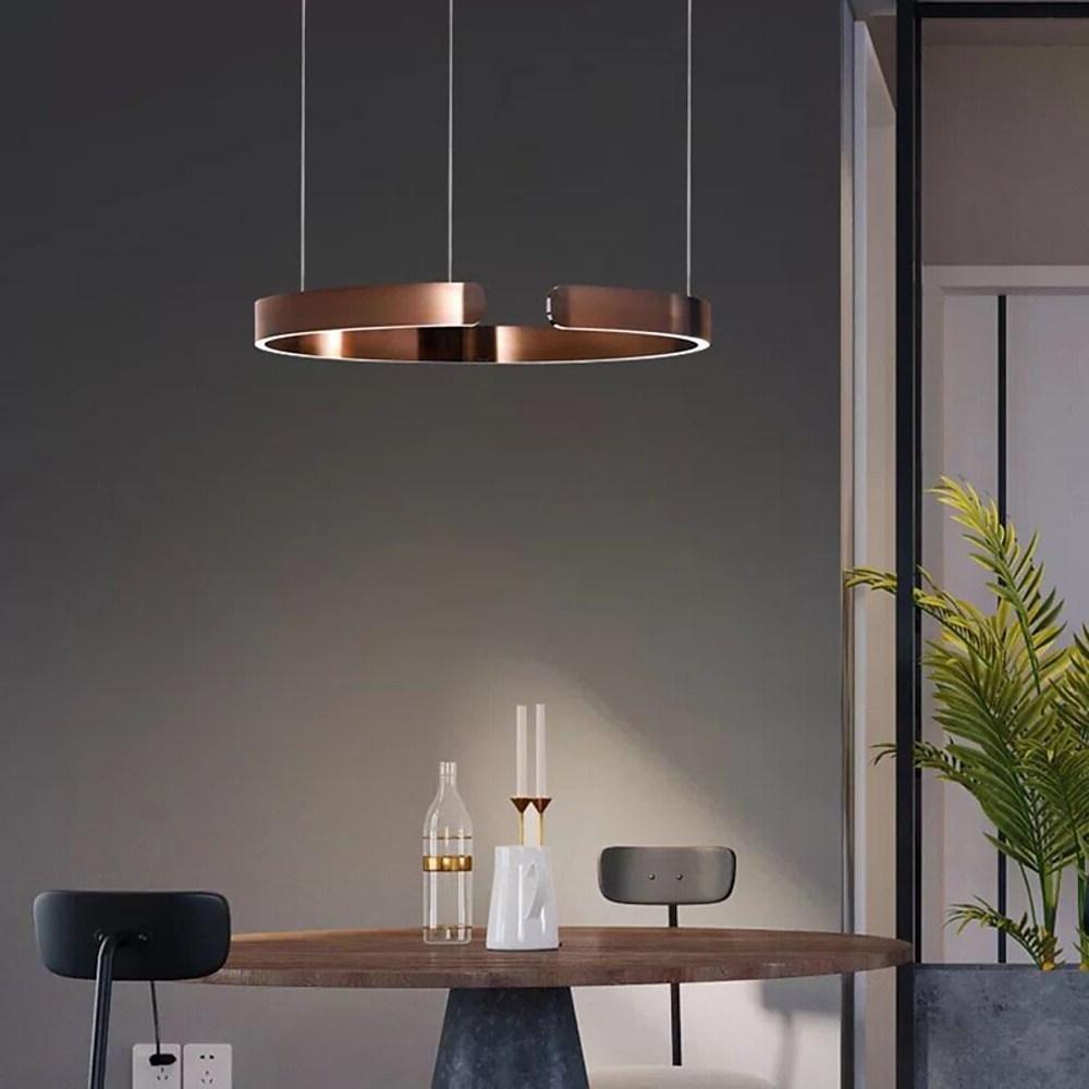 Modern Gold Ring LED Pendant Light for Dining Room and Kitchen Island