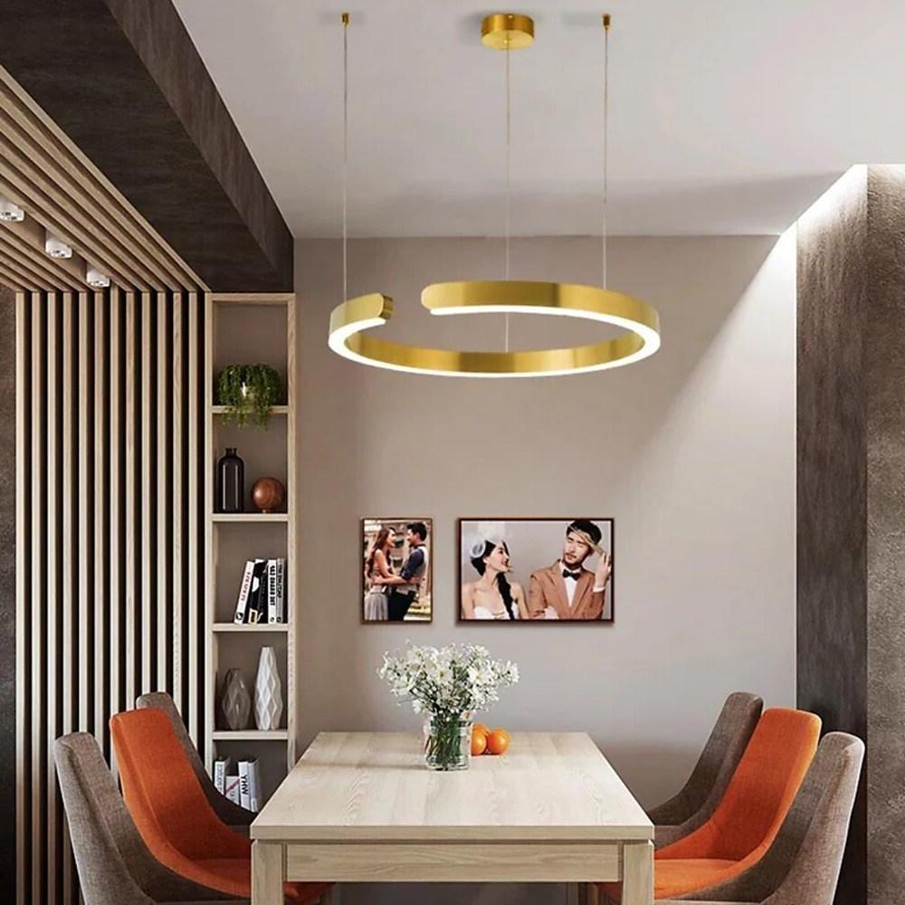 Modern Gold Ring LED Pendant Light for Dining Room and Kitchen Island