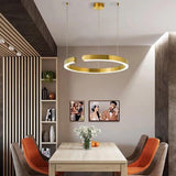 Modern Gold Ring LED Pendant Light for Dining Room and Kitchen Island