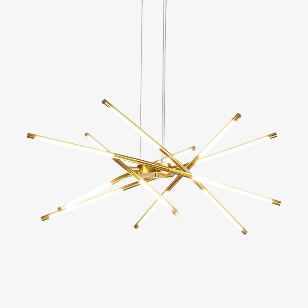 Modern Gold Rotatable LED Linear Chandelier Adjustable Ceiling Light Fixture