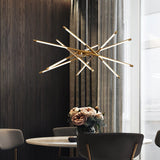 Modern Gold Rotatable LED Linear Chandelier Adjustable Ceiling Light Fixture