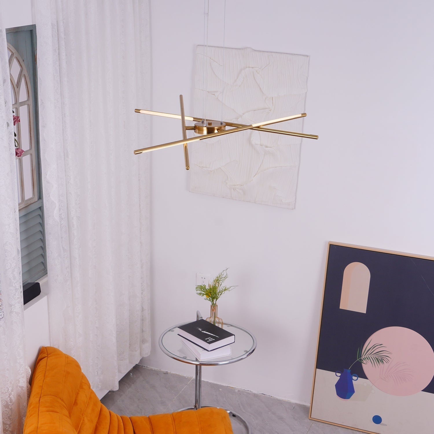 Modern Gold Rotatable LED Linear Chandelier Adjustable Ceiling Light Fixture