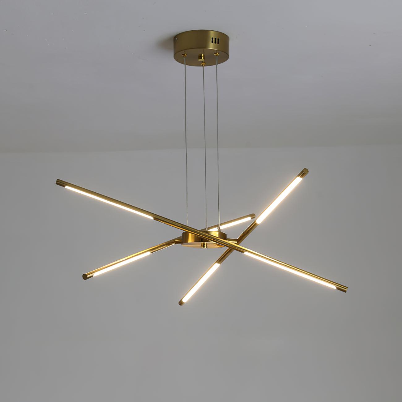 Modern Gold Rotatable LED Linear Chandelier Adjustable Ceiling Light Fixture