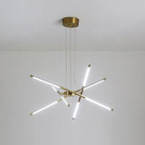 Modern Gold Rotatable LED Linear Chandelier Adjustable Ceiling Light Fixture