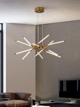 Modern Gold Rotatable LED Linear Chandelier Adjustable Ceiling Light Fixture