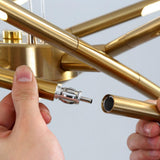 Modern Gold Rotatable LED Linear Chandelier Adjustable Ceiling Light Fixture