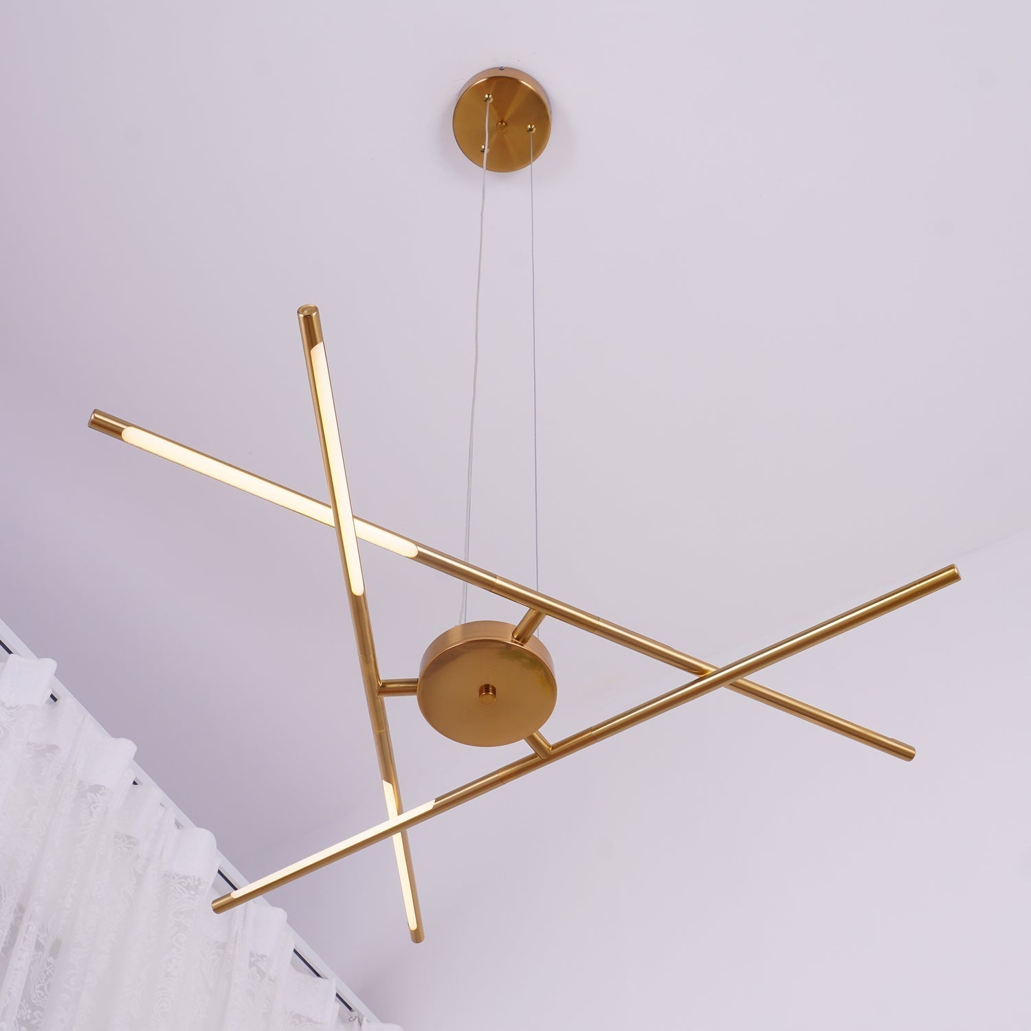 Modern Gold Rotatable LED Linear Chandelier Adjustable Ceiling Light Fixture