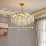 Modern Gold Round Crystal Chandelier Lantern Design LED Stainless Steel Pendant Light
