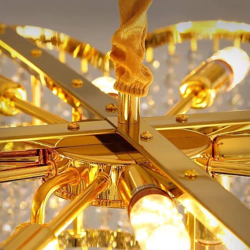 Modern Gold Round Crystal Chandelier Lantern Design LED Stainless Steel Pendant Light
