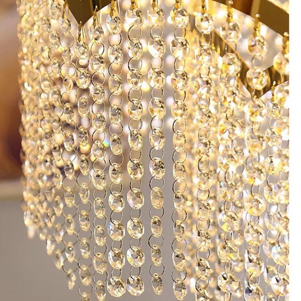 Modern Gold Round Crystal Chandelier Lantern Design LED Stainless Steel Pendant Light