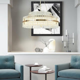 Modern Gold Round Crystal Chandelier LED Single Tier Hanging Light for Dining Room