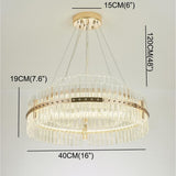 Modern Gold Round Crystal Chandelier LED Single Tier Hanging Light for Dining Room