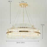 Modern Gold Round Crystal Chandelier LED Single Tier Hanging Light for Dining Room