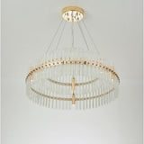 Modern Gold Round Crystal Chandelier LED Single Tier Hanging Light for Dining Room