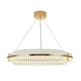 Modern Gold Round Crystal Chandelier LED Single Tier Hanging Light for Dining Room
