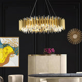 Modern Gold Round Crystal Chandelier Stainless Steel LED Ceiling Light Fixture