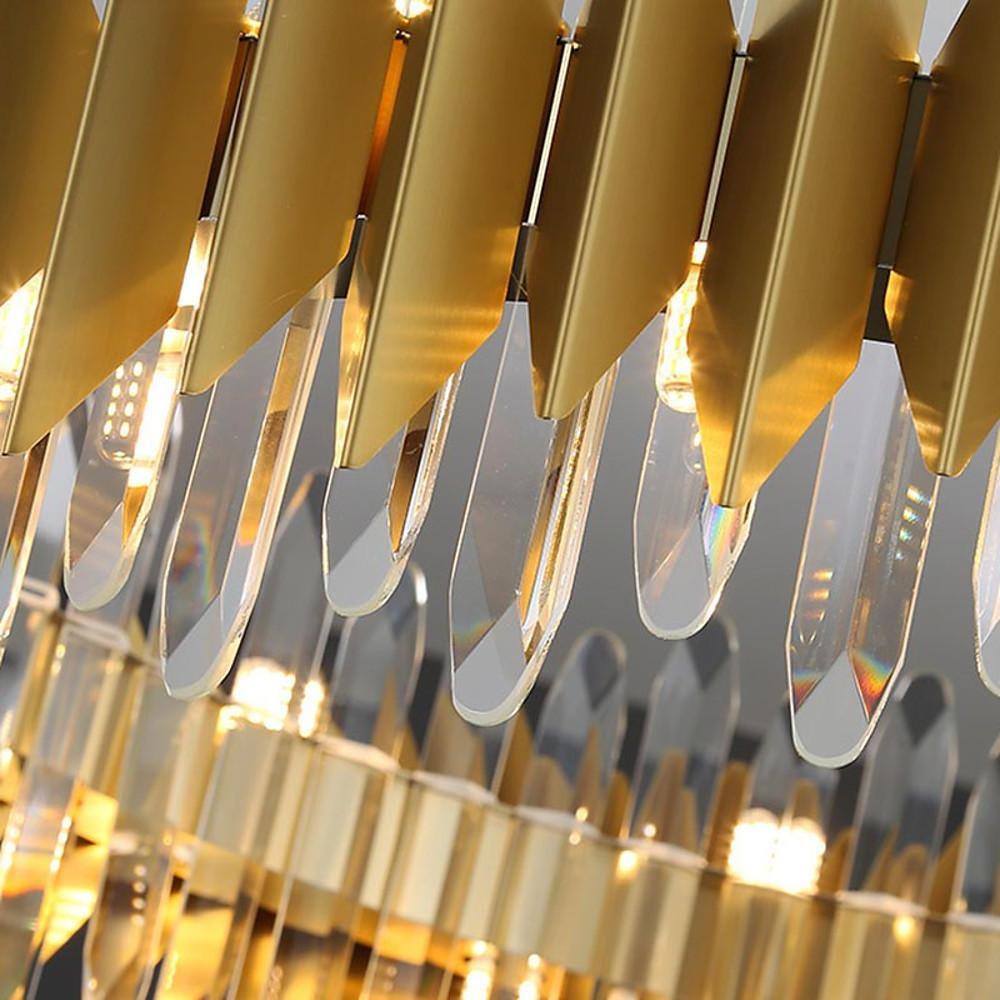 Modern Gold Round Crystal Chandelier Stainless Steel LED Ceiling Light Fixture