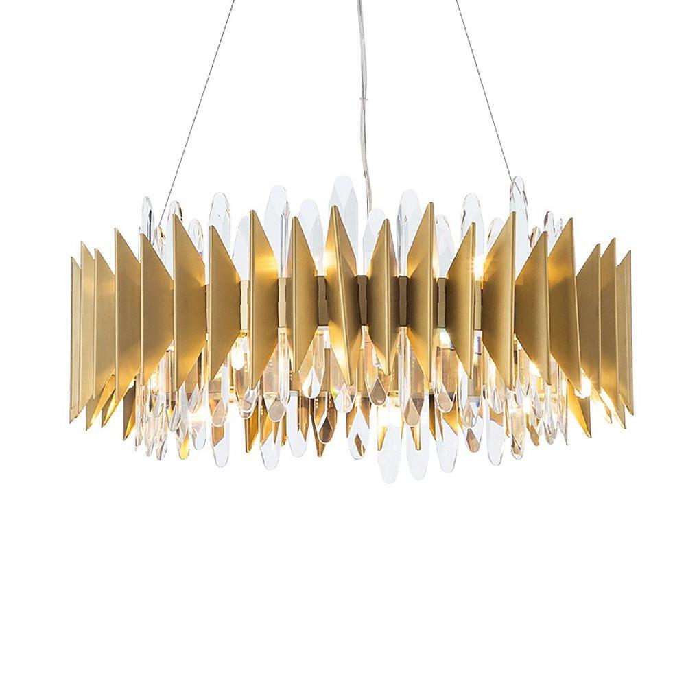 Modern Gold Round Crystal Chandelier Stainless Steel LED Ceiling Light Fixture