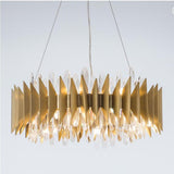 Modern Gold Round Crystal Chandelier Stainless Steel LED Ceiling Light Fixture