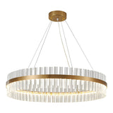 Modern Gold Round Crystal LED Chandelier 3 Step Dimming Nordic Pendant Light